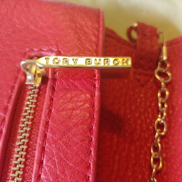 11x6 Tory Burch Orange Leather Amanda Logo Crossbody Bag REPLACED CHAIN STRAP - Picture 8 of 13